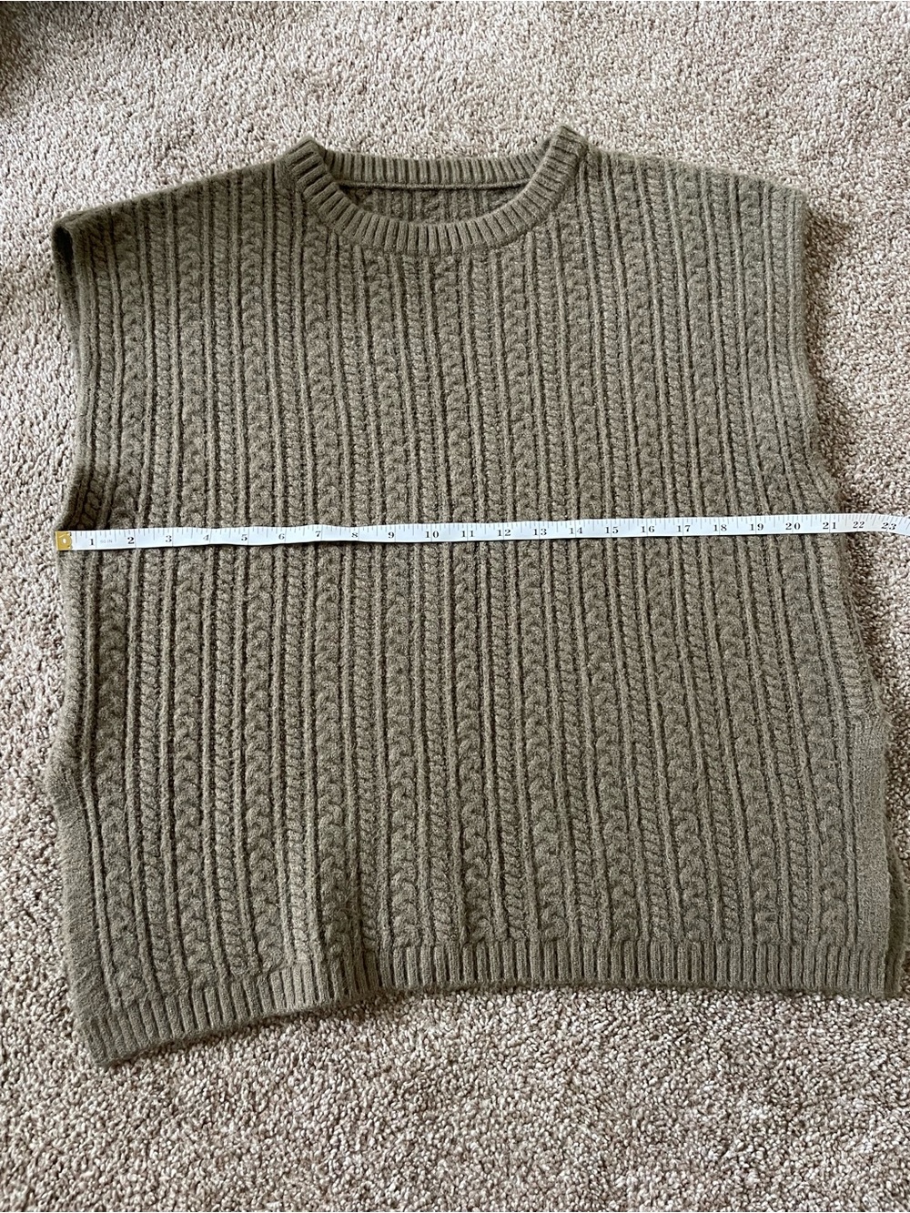 Cable Knit Sleeveless Sweater Vest in Olive - Picture 3 of 6